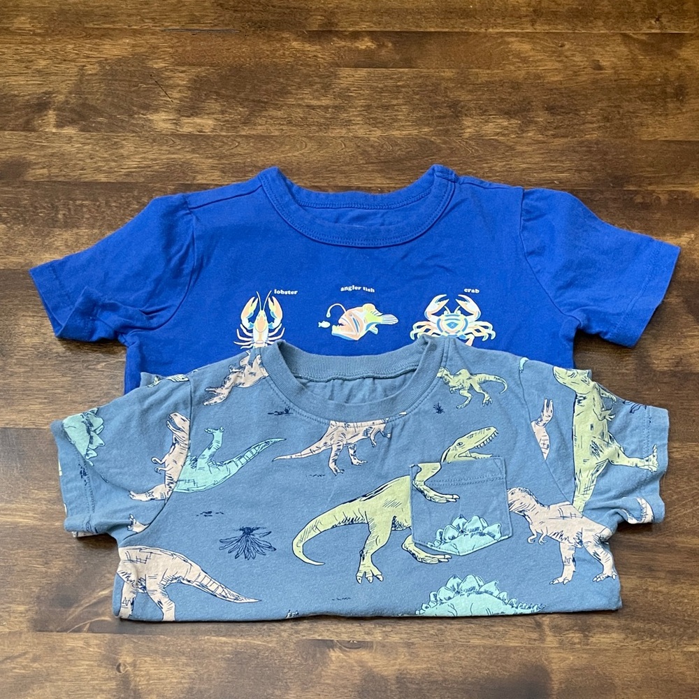 GAP Two-Pack Short-Sleeve Tees - Bright Blue & Slate Blue Dino/Sea Prints 3T